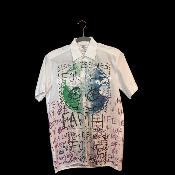 Snowmilk Streetwear White Work Shirt Painted w/Original Snowmilk Design - Picture 3 of 9